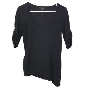 LE Chateau black sweater ruched 3/4 sleeves medium